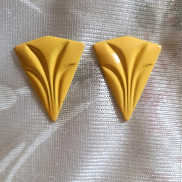 Women's Triangular Yellow Earrings - Picture 1 of 3
